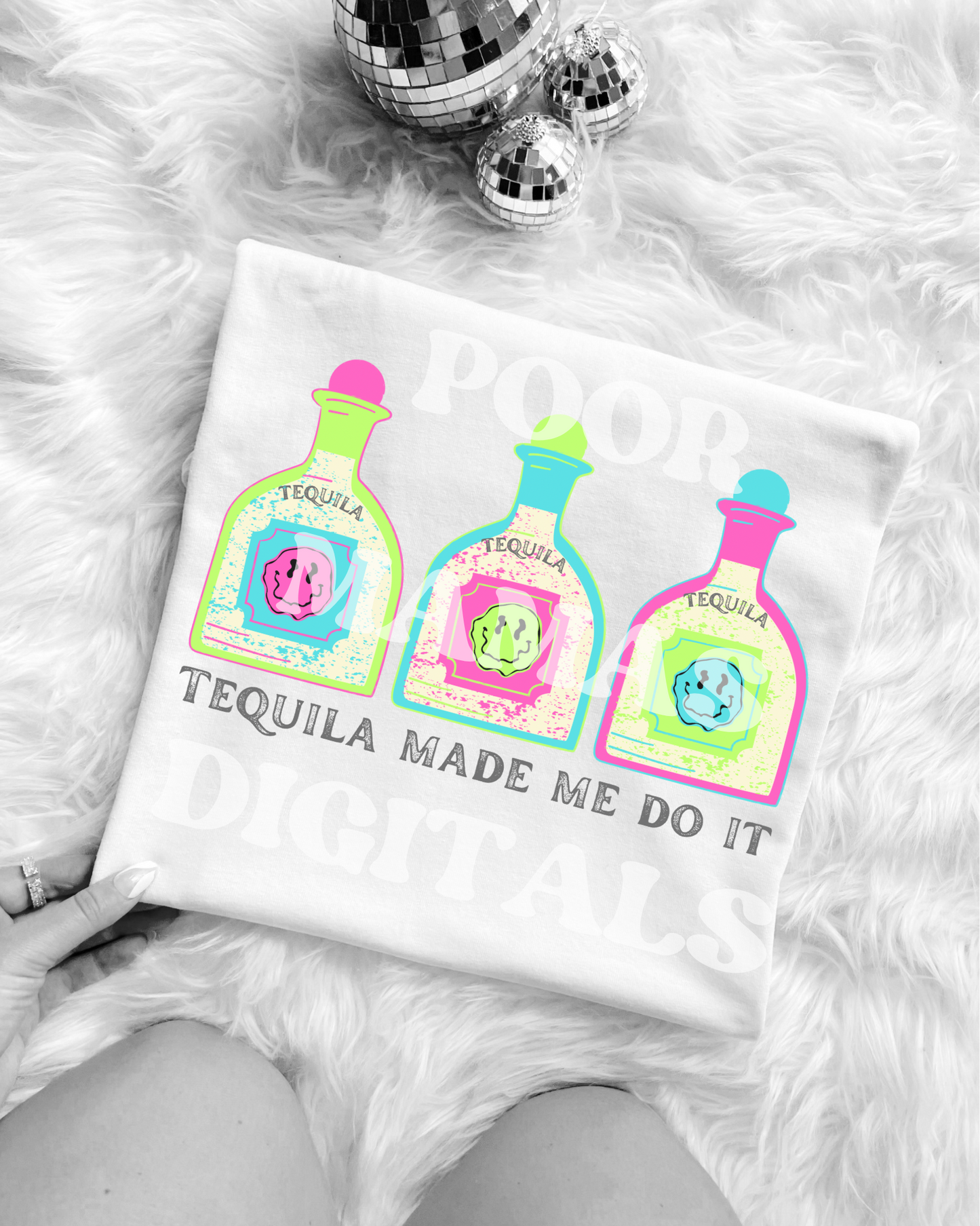 Tequila Made Me Do It Preppy Retro Bottles DIGITAL FILE PNG