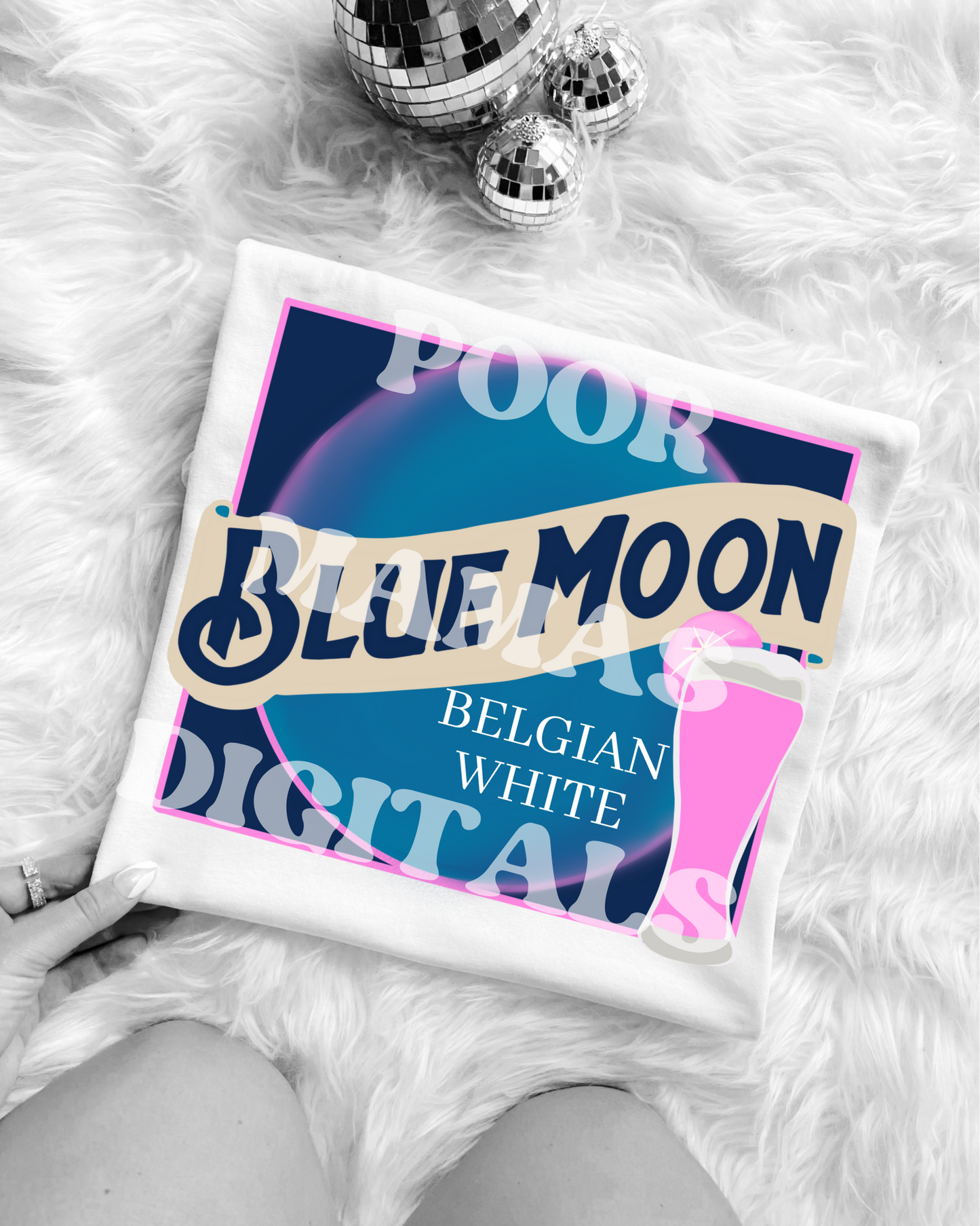 Blue Moon Beer Trendy Graphic T-Shirt Design DIGITAL DOWNLOAD FILE PNG