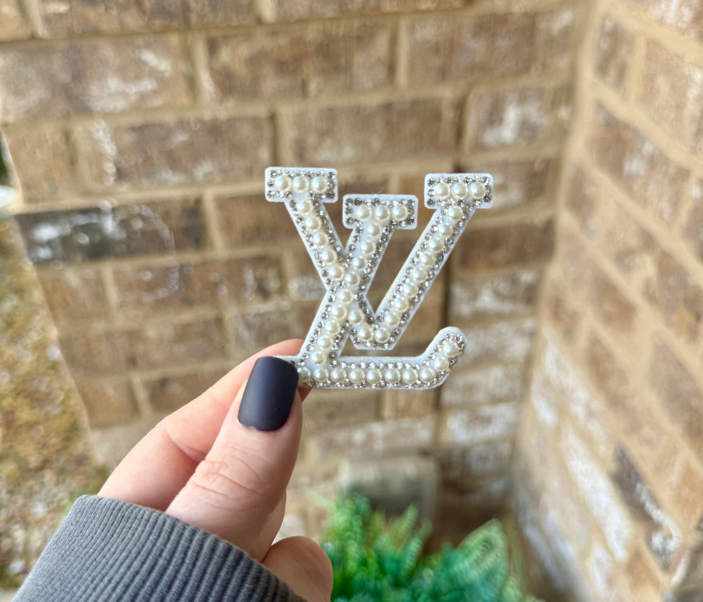 LV pearl rhinestone patch