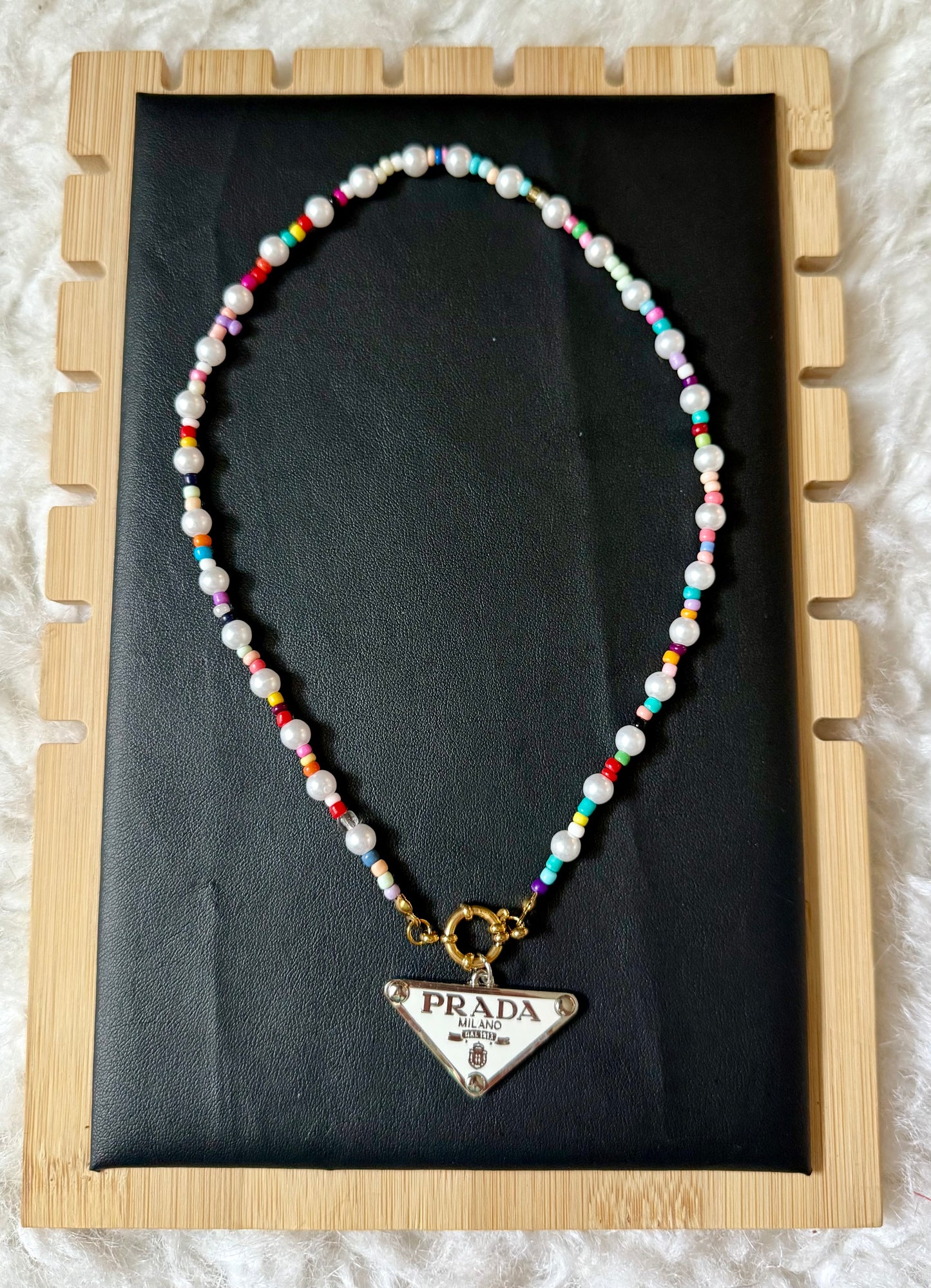Colorful Beaded Pearl Necklace with Luxe-Inspired Pendant