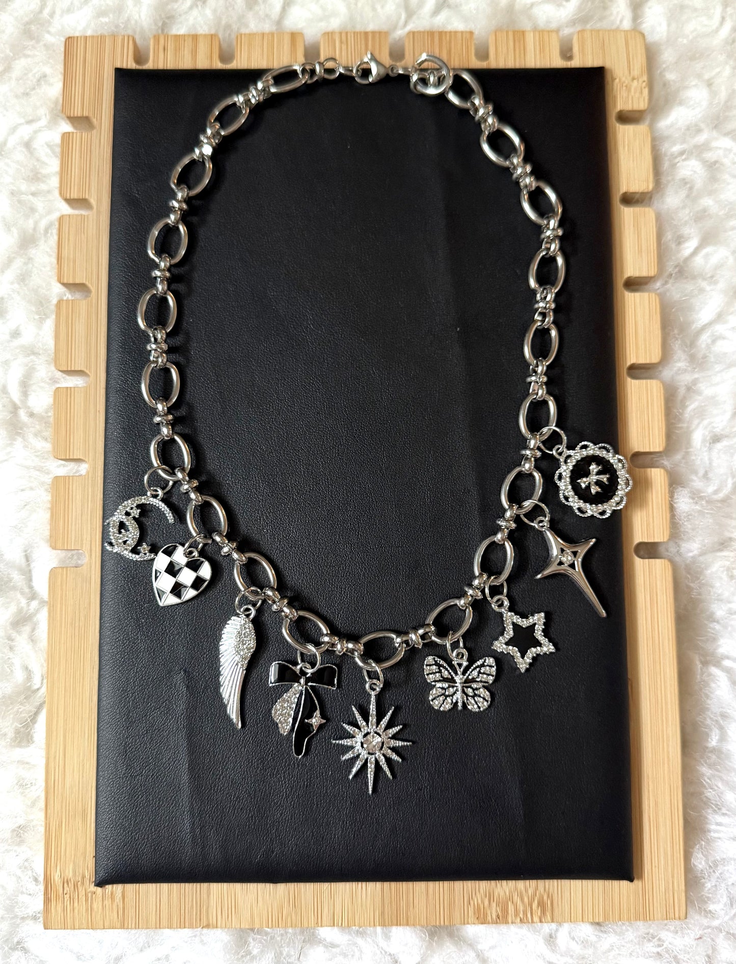 Custom Silver Charm Statement Necklace