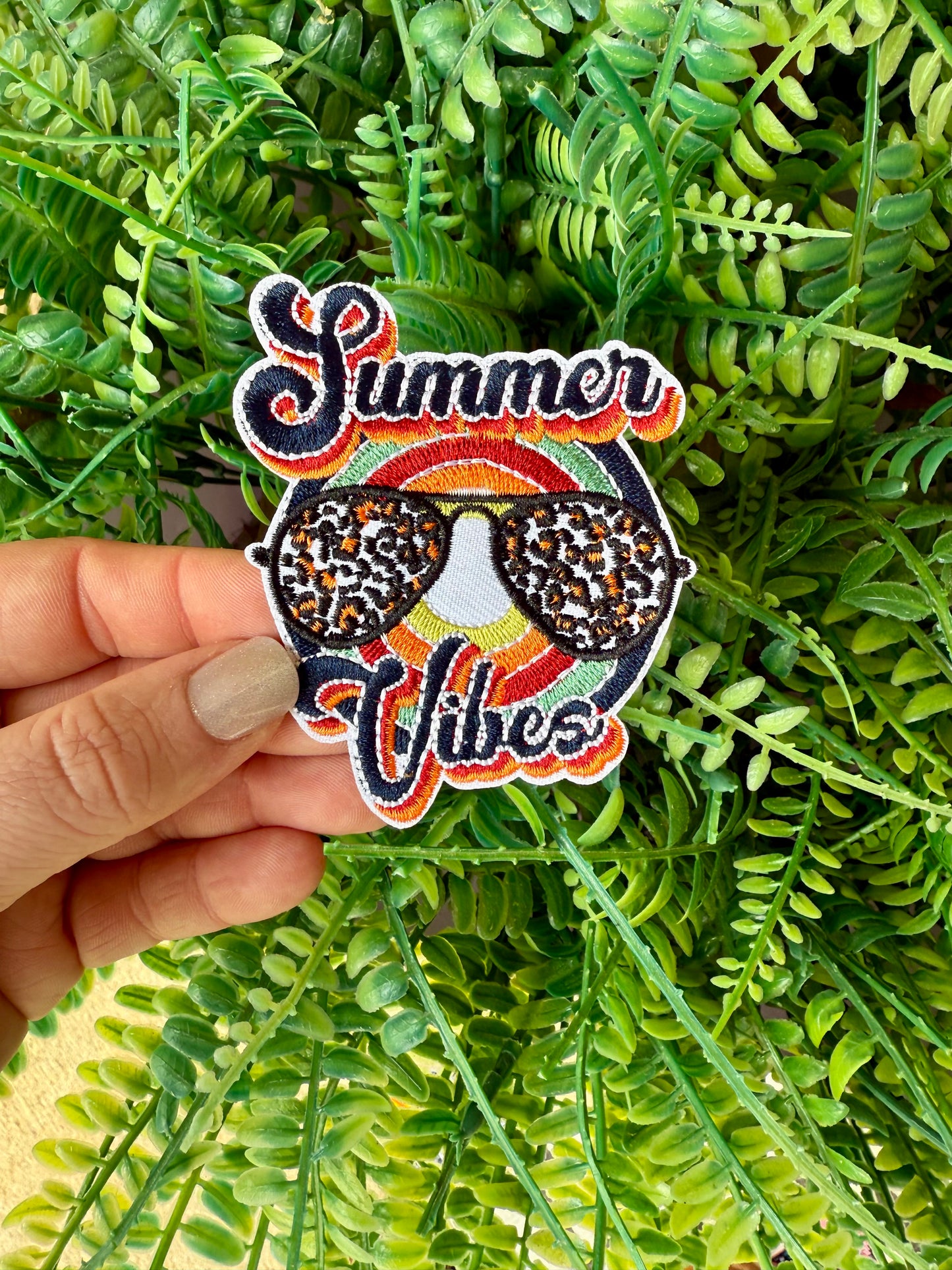 Summer vibes retro leopard iron on patch
