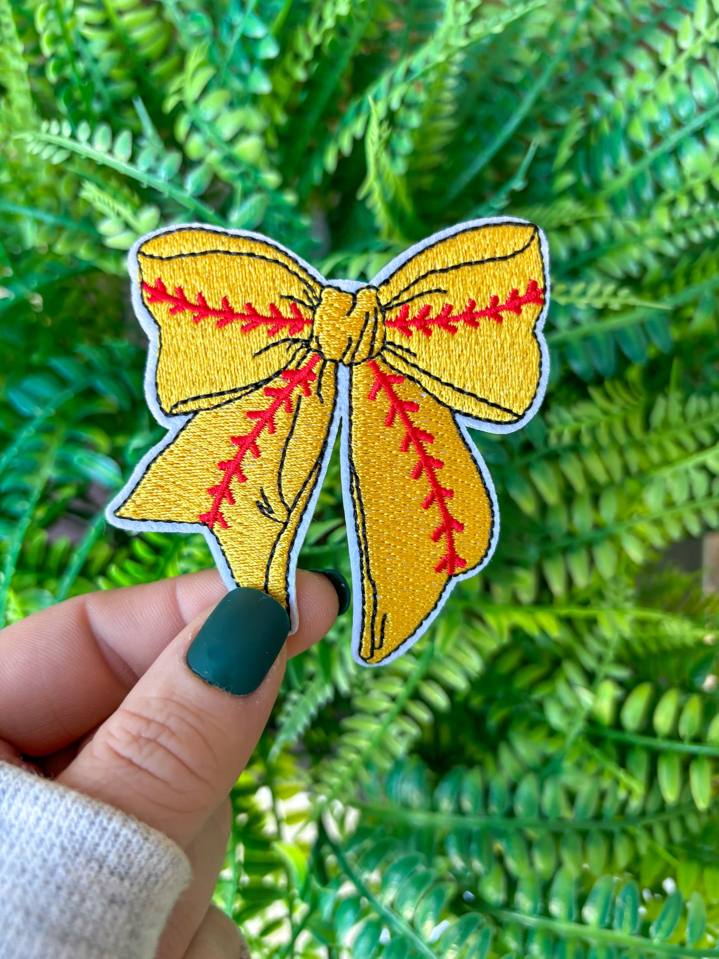 Softball coquette preppy bow iron on patch