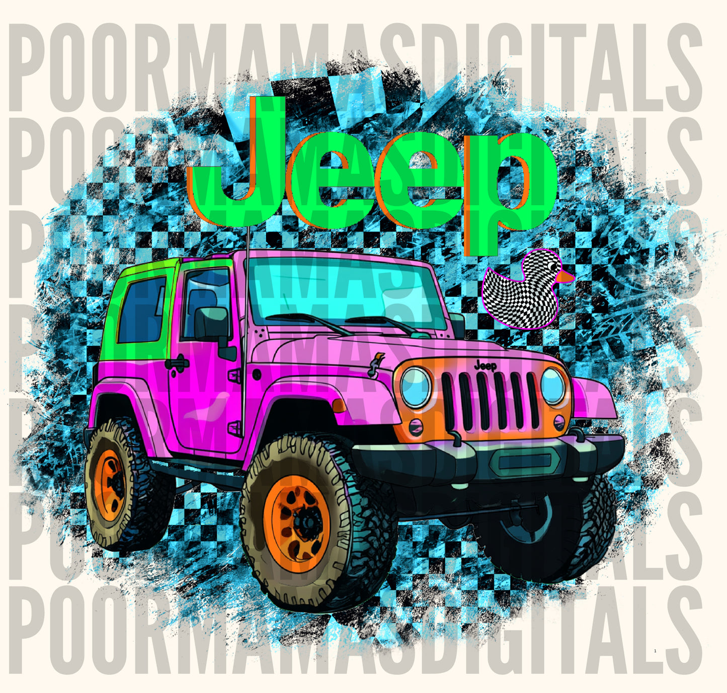 Neon Retro Jeep DIGITAL DOWNLOAD PNG