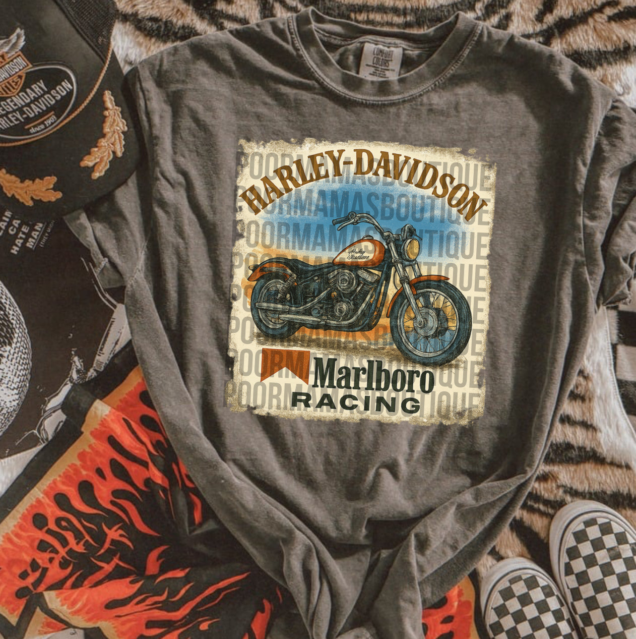 Motorcycle racing Harley vintage retro collage digital download png