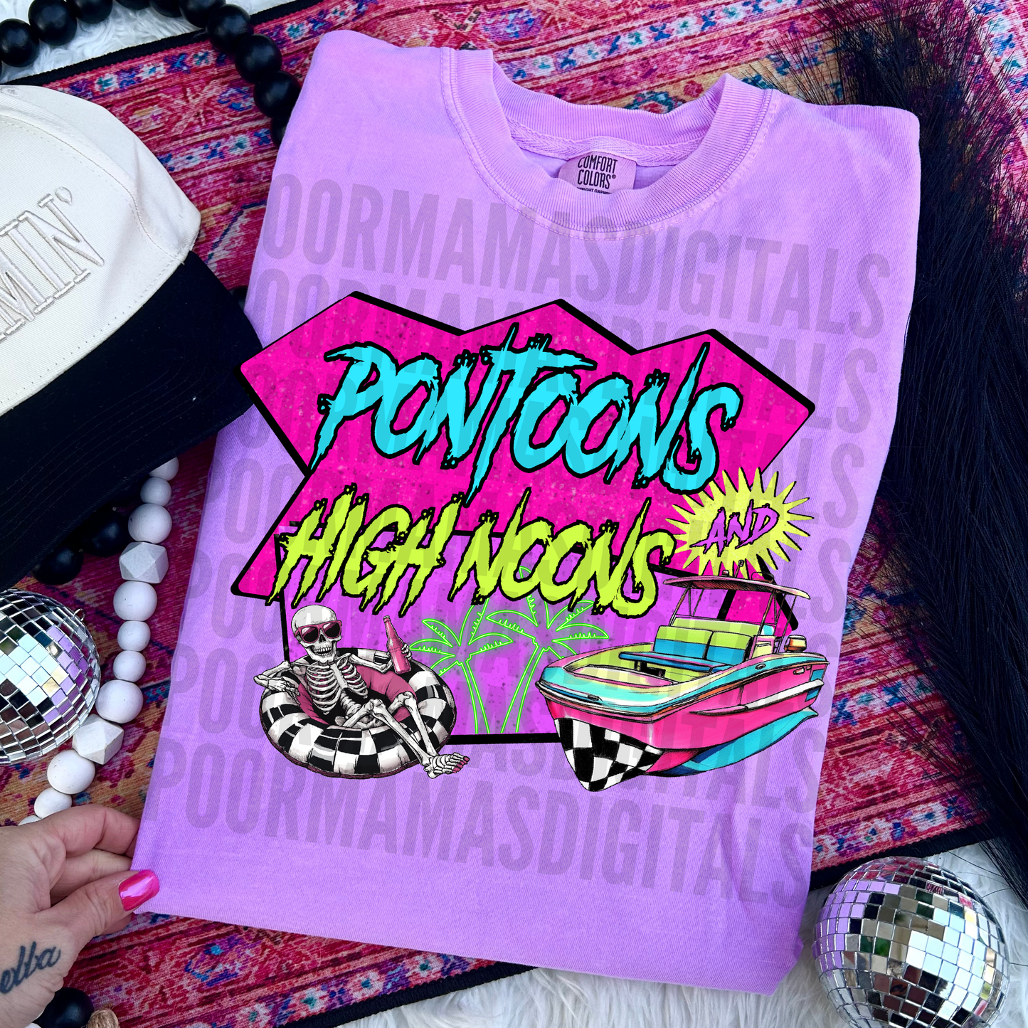 Pontoons and highnoons trendy retro summer digital download png