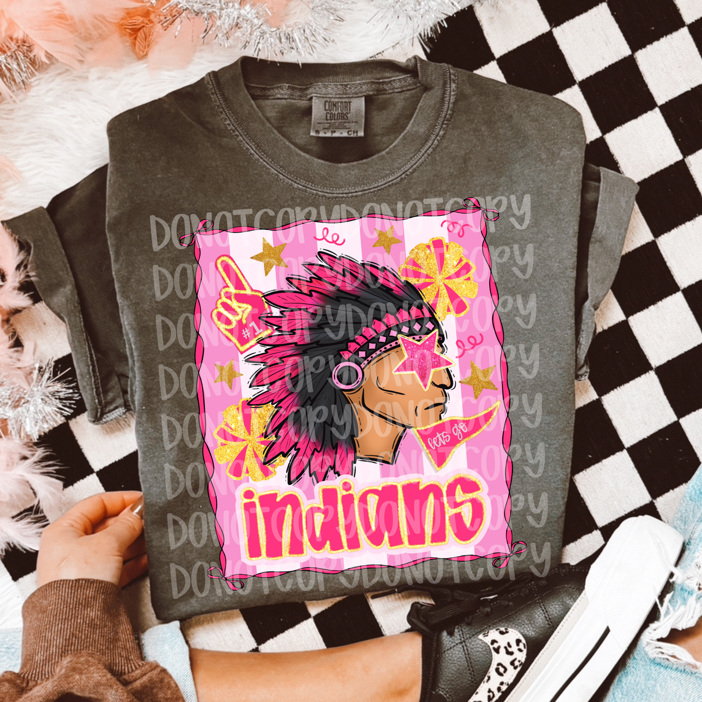 Preppy pink Indians mascot digital download png