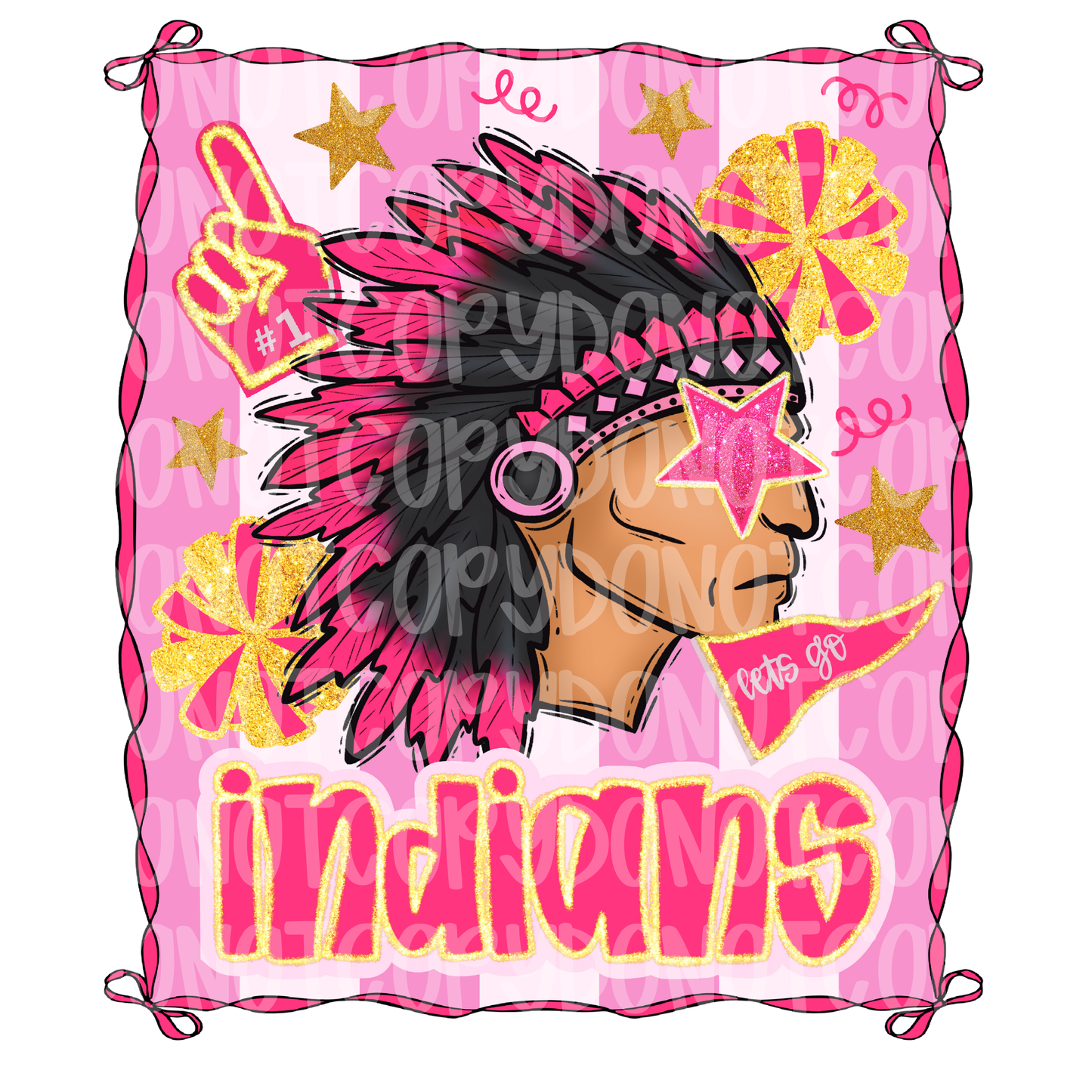 Preppy pink Indians mascot digital download png