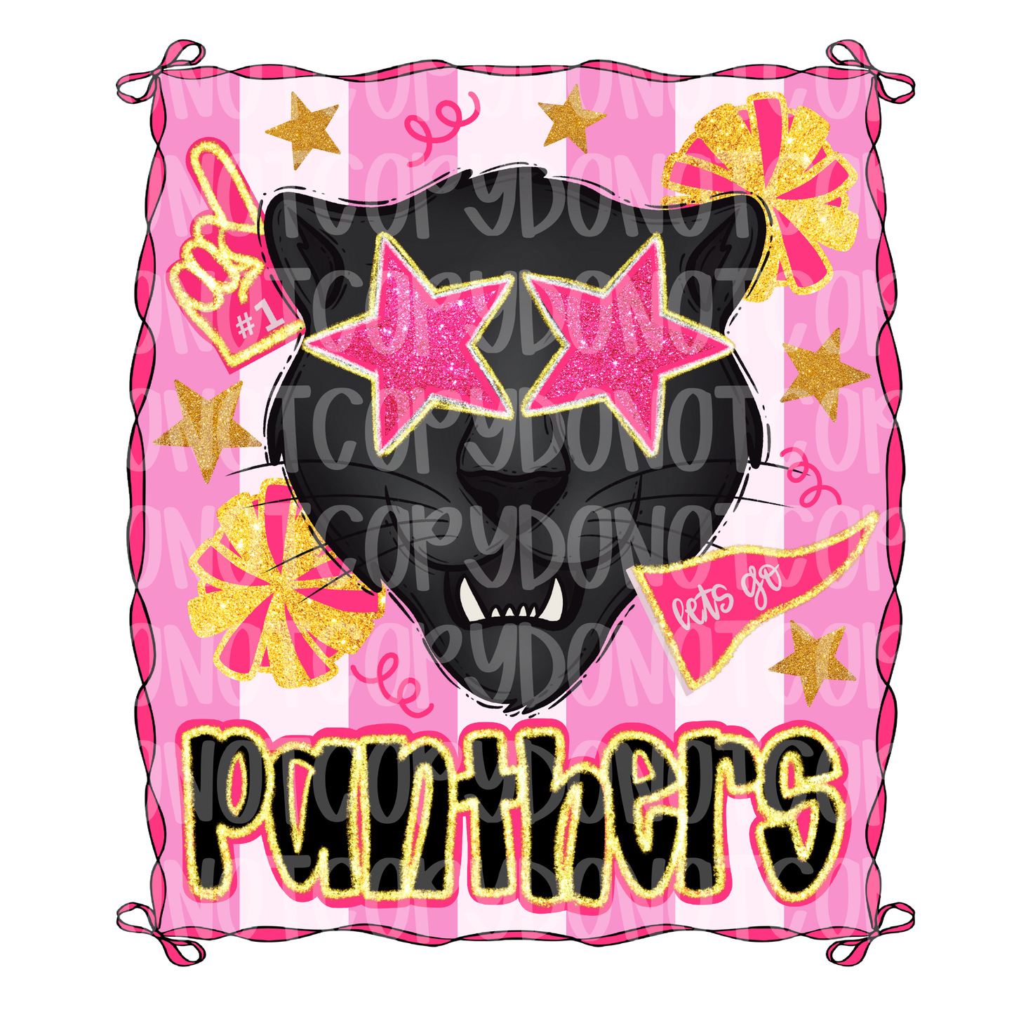 Preppy pink panthers mascot digital download png