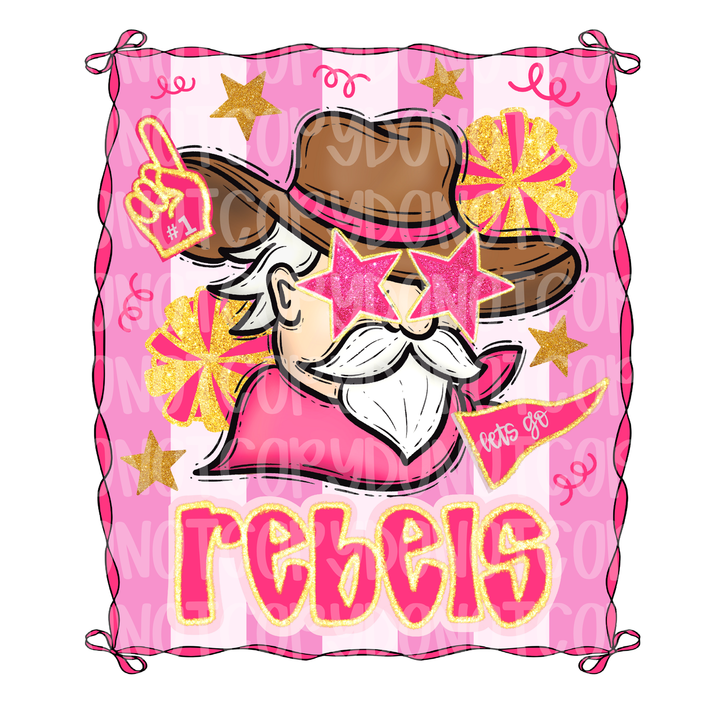 Preppy pink rebels mascot digital download png
