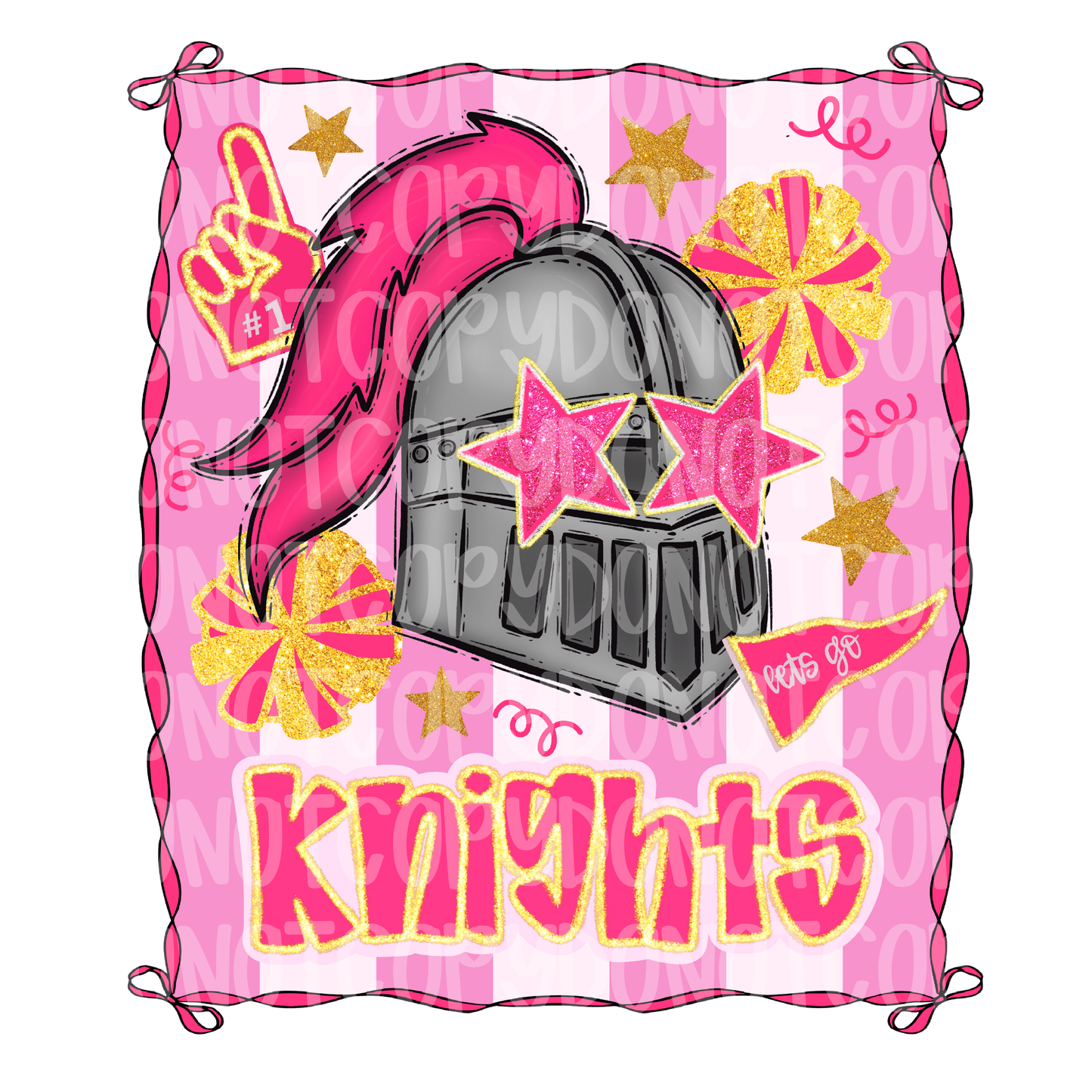 Preppy pink knights mascot digital download png