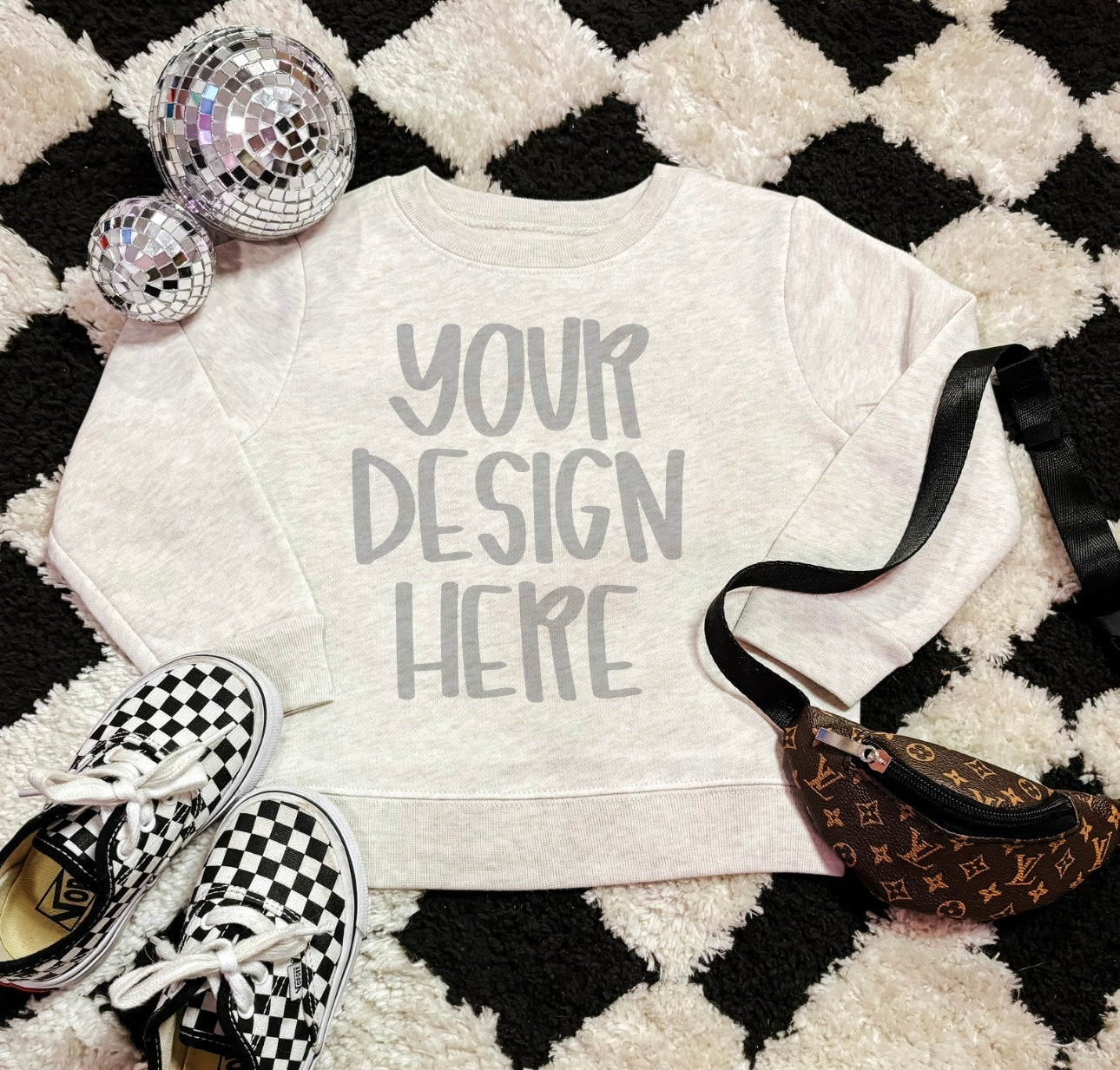 Rabbit skins Toddler/Youth sweatshirt boujee girl flat lay mock up