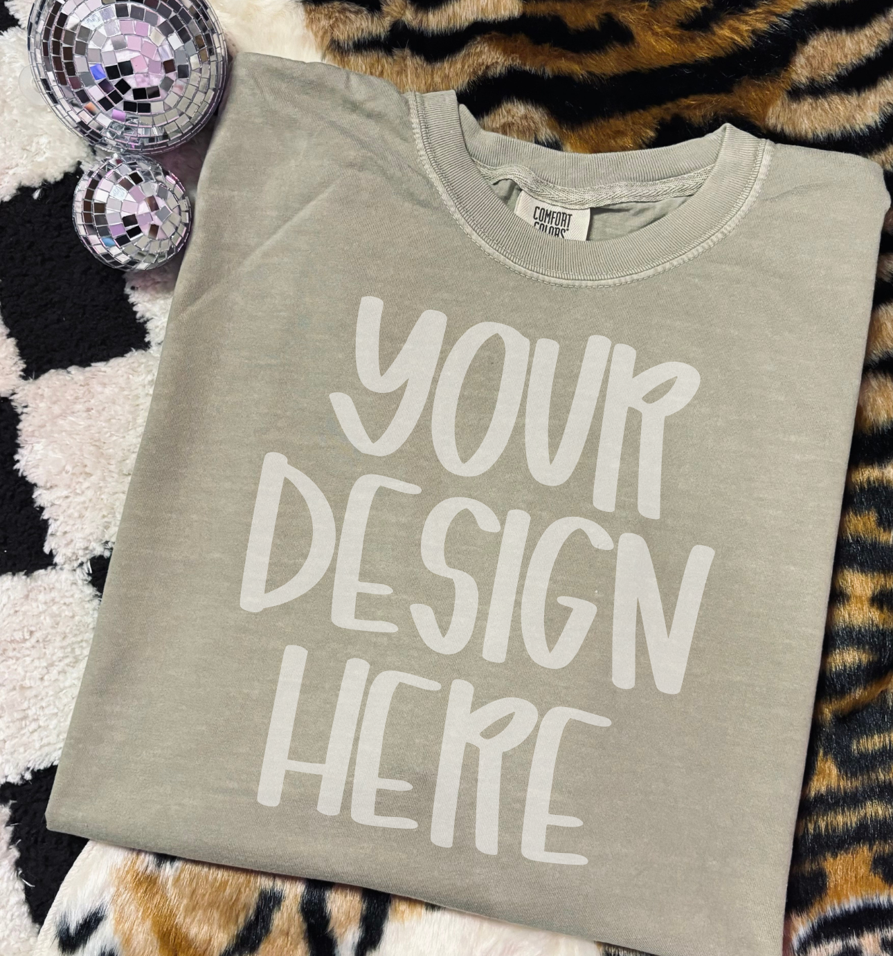 Comfort color sandstone short sleeve t-shirt flat lay mock up