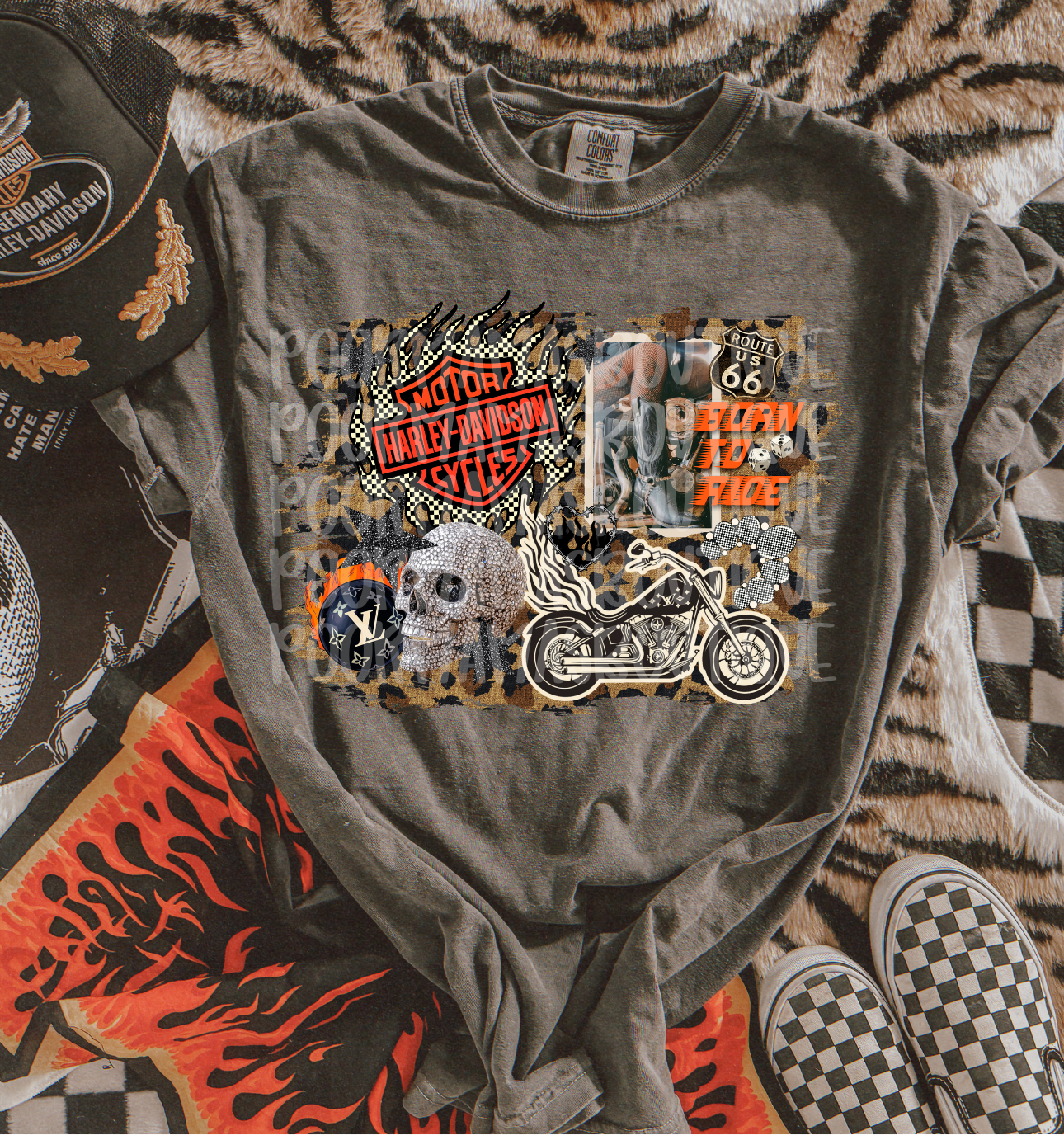 Born to ride Harley leopard print collage DIGITAL DOWNLOAD PNG