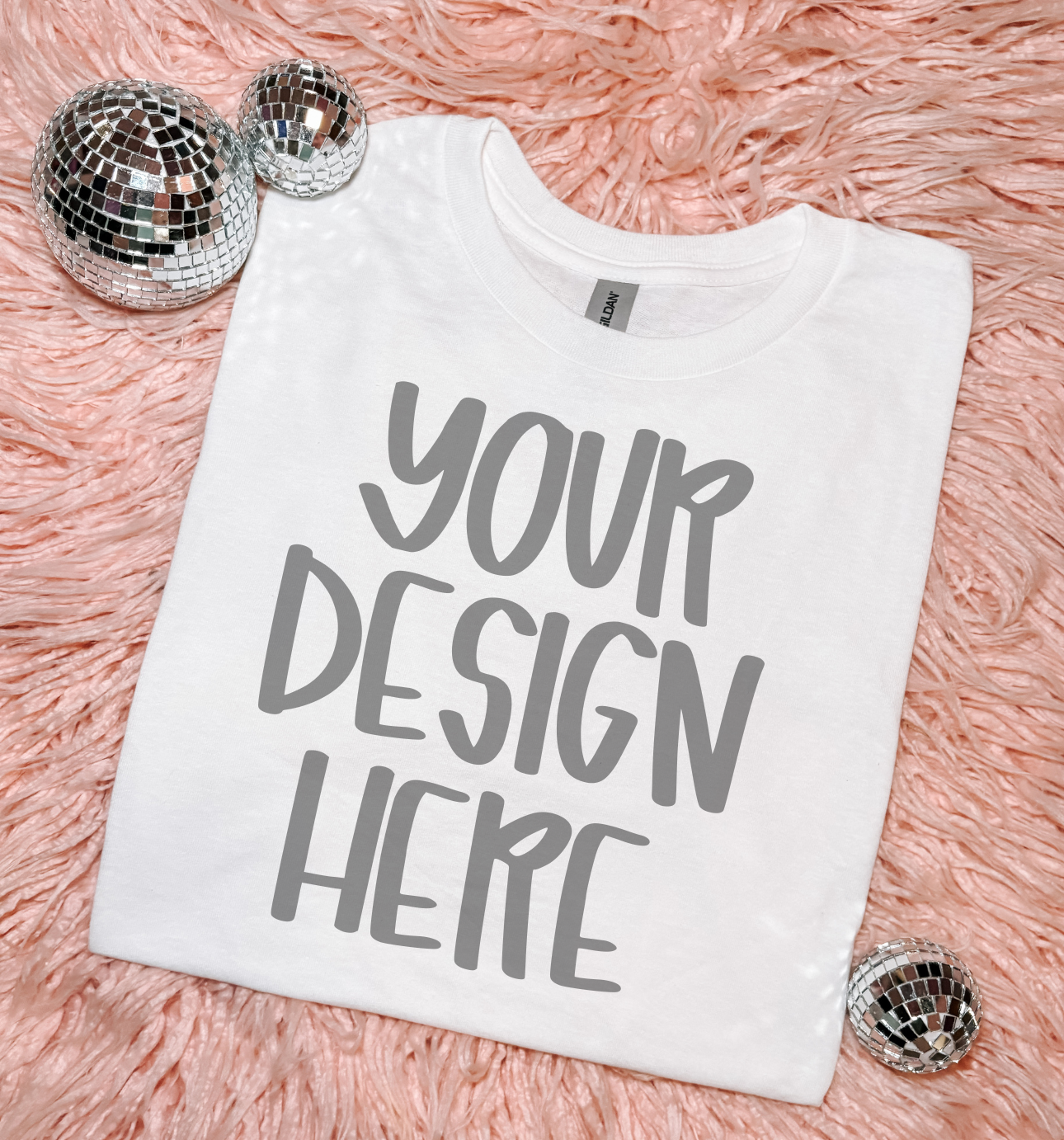 Gildan unisex white short sleeve girly flat lay tshirt mock up