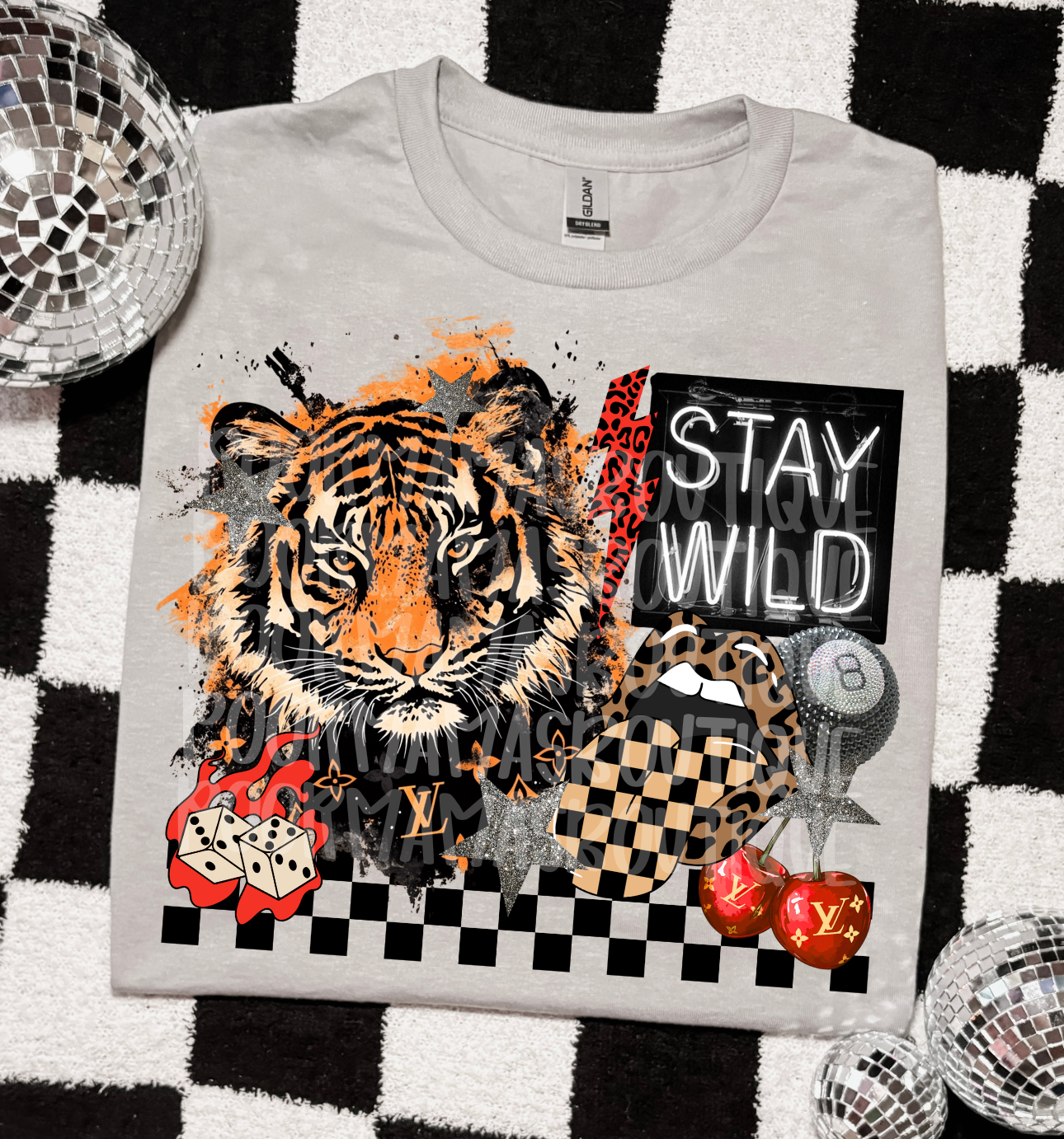 Stay wild boujee tiger leopard print collage DIGITAL DOWNLOAD PNG