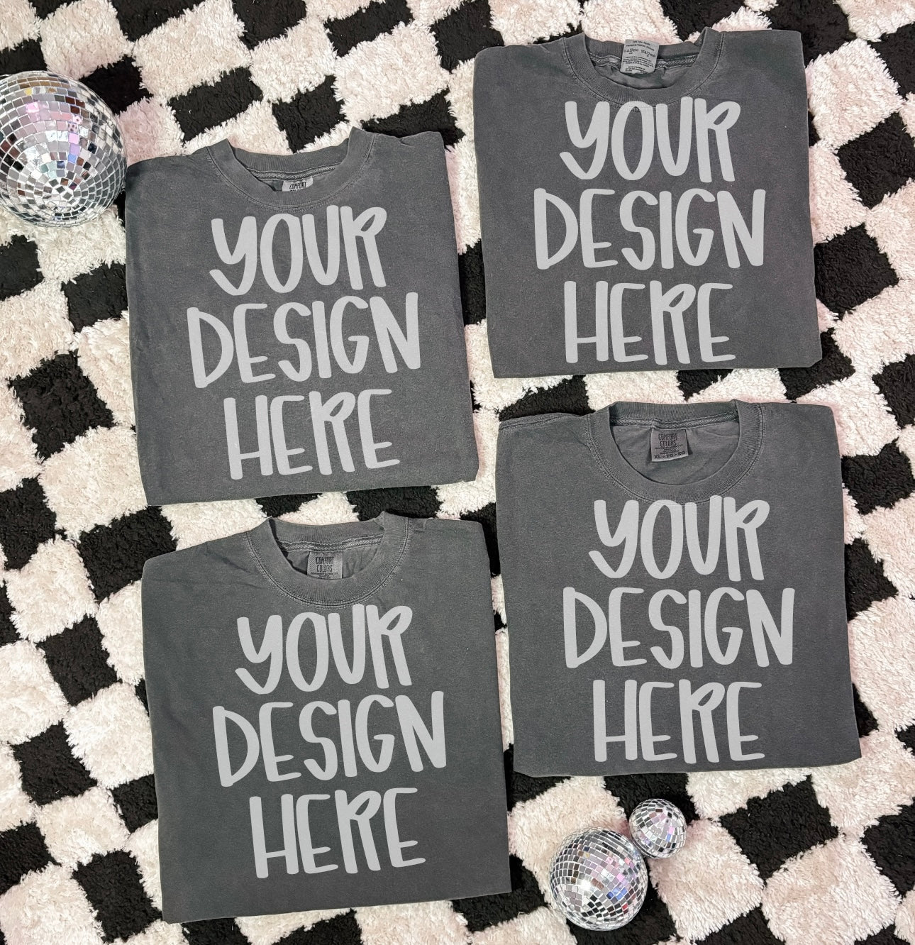 Comfort Color pepper unisex short sleeve flat lay multi shirt mock up