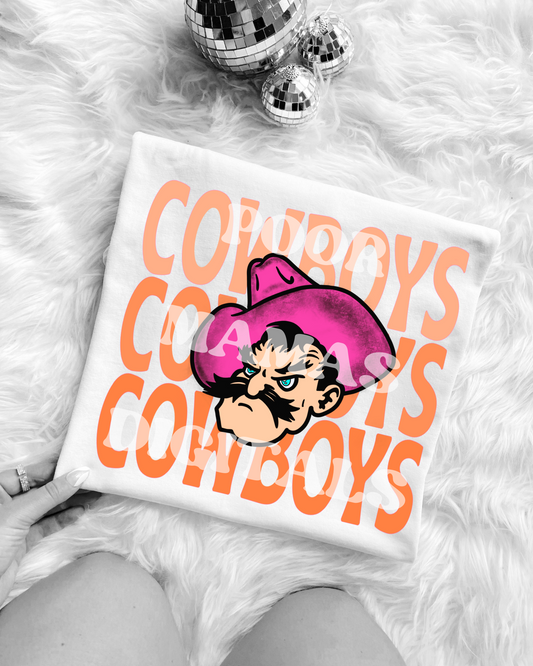 Cowboys Preppy Mascot Gameday Graphic T-Shirt Design DIGITAL DOWNLOAD FILE PNG