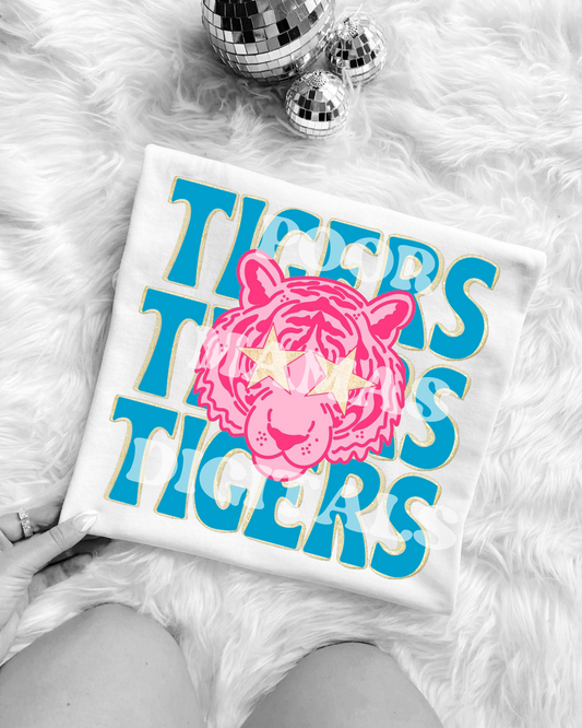 Tigers Preppy Mascot Gameday Graphic T-Shirt Design DIGITAL DOWNLOAD FILE PNG