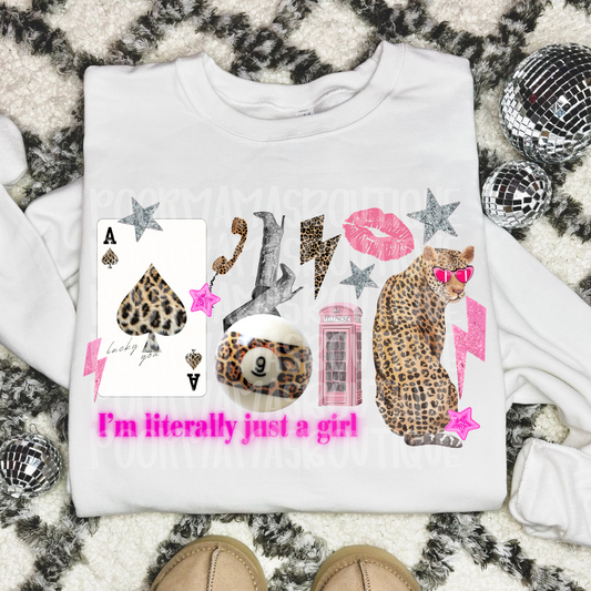 I’m literally just a girl retro leopard preppy boujee collage digital download png design CLEAN VERSION