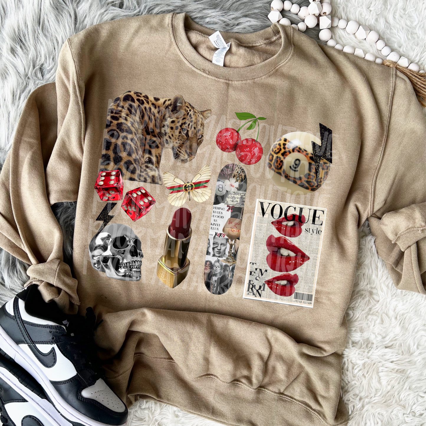 Vogue leopard retro collage oversized sweatshirt