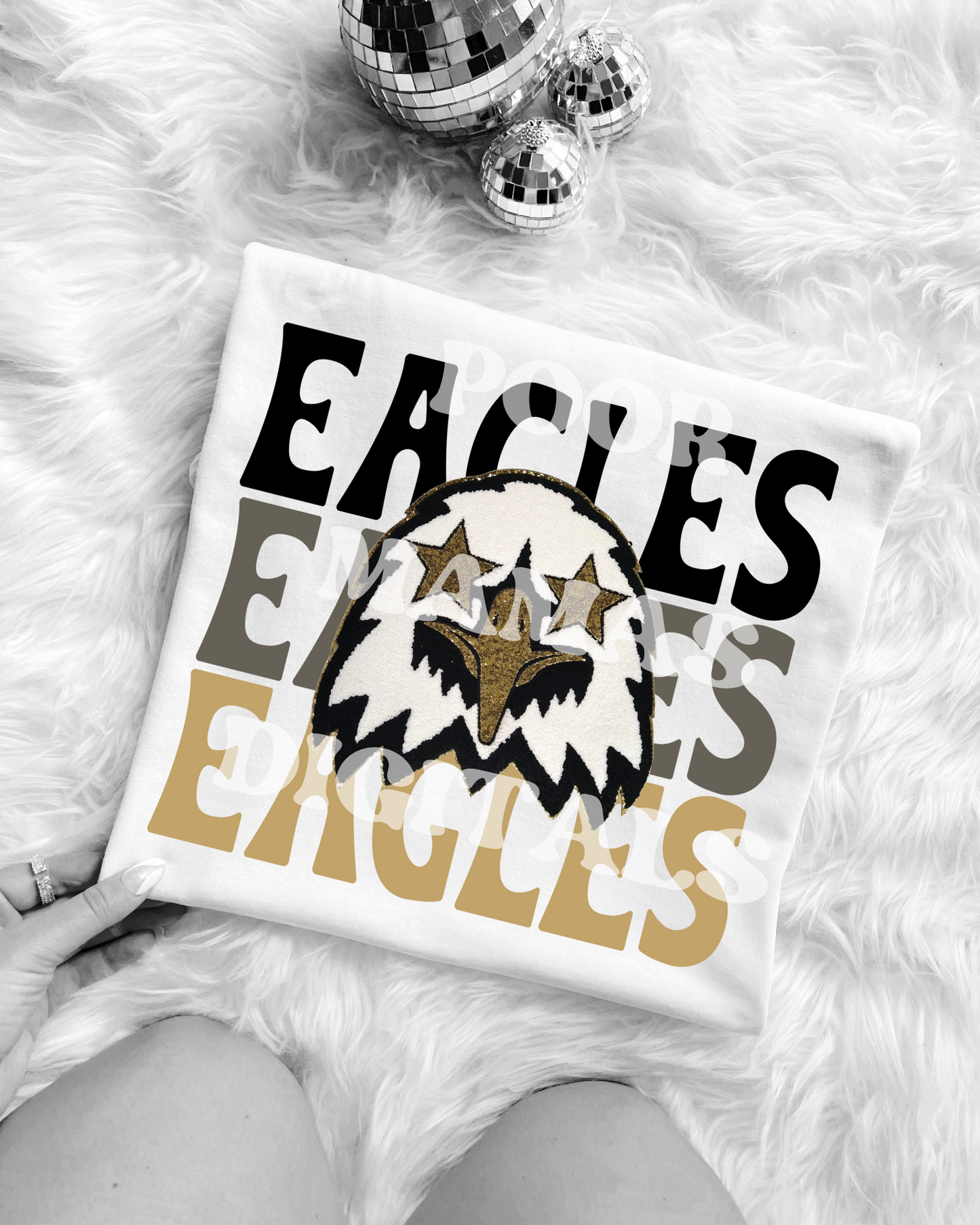 Eagles Faux Chenille Preppy Mascot Gameday Graphic T-Shirt Design DIGITAL DOWNLOAD FILE PNG