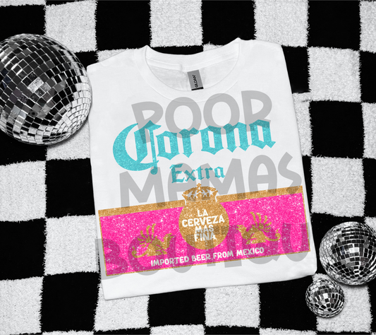 Corona faux glitter summer beer digital download png