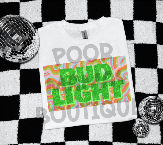 Bud light retro faux glitter summer beer digital download png