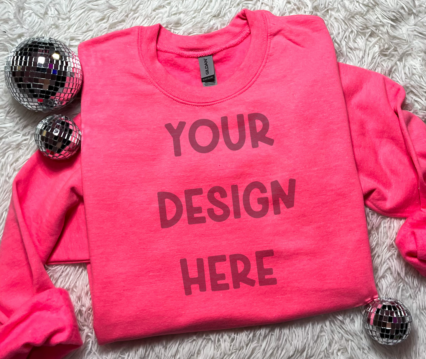 Neon Pink Gildan Sweatshirt Mock Up