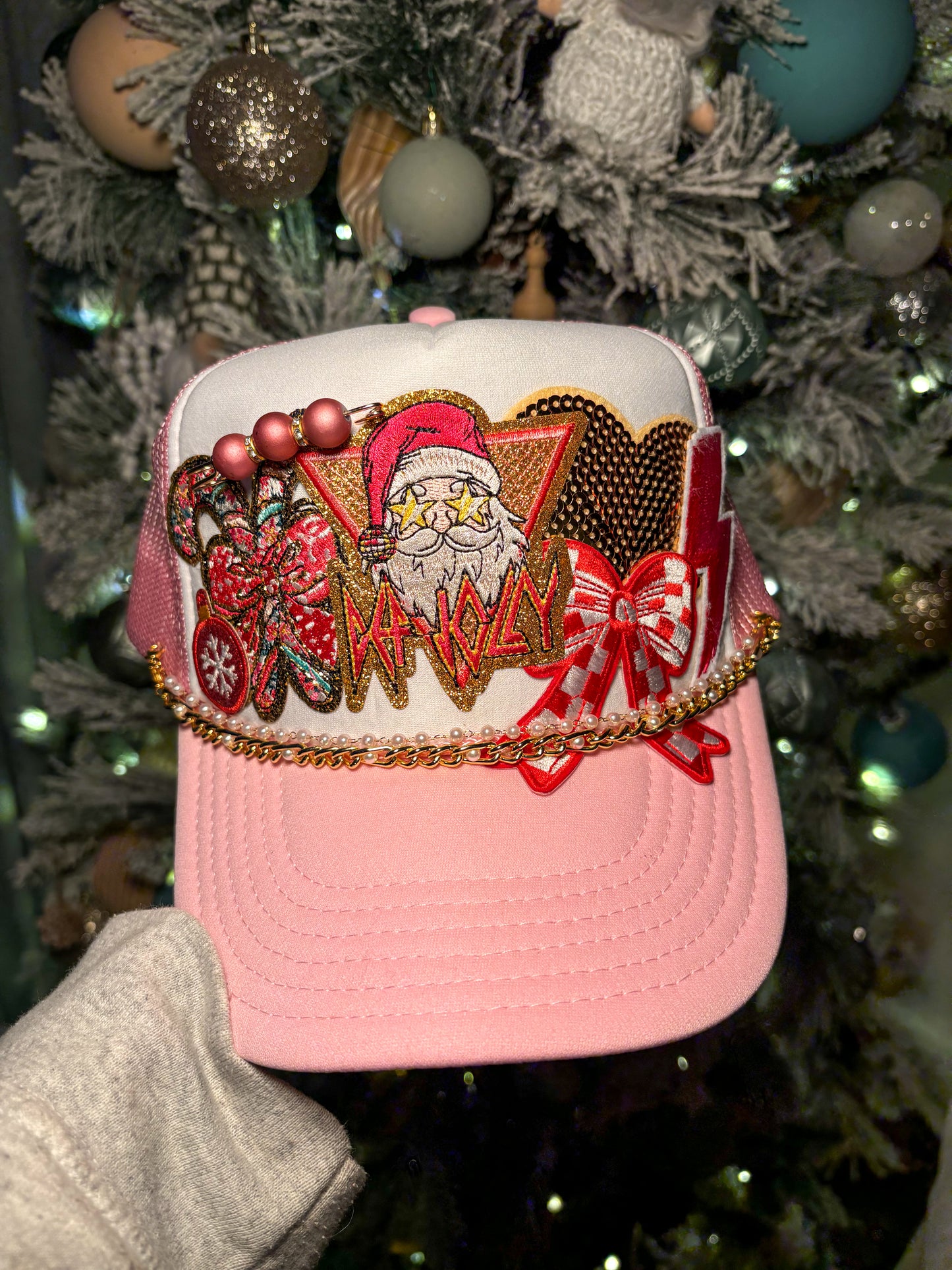 Def jolly Santa preppy Christmas trucker hat