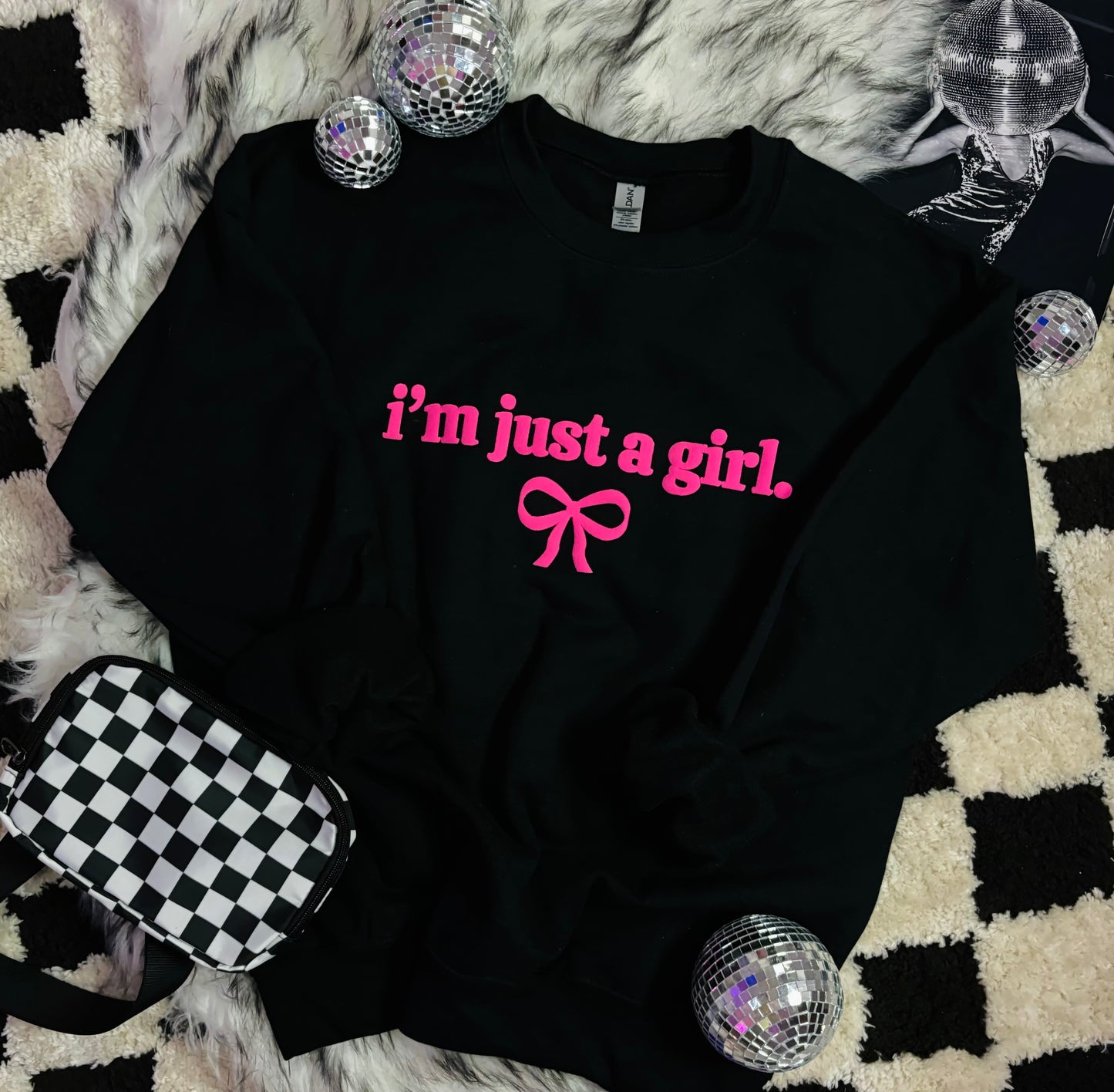 i’m just a girl preppy puff style sweatshirt