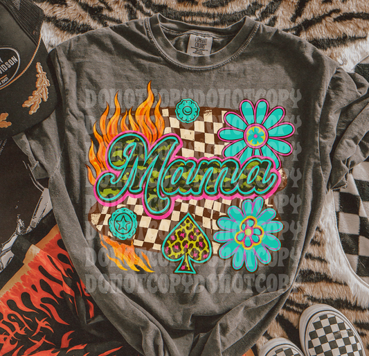 Mama retro camo western collage digital download png design