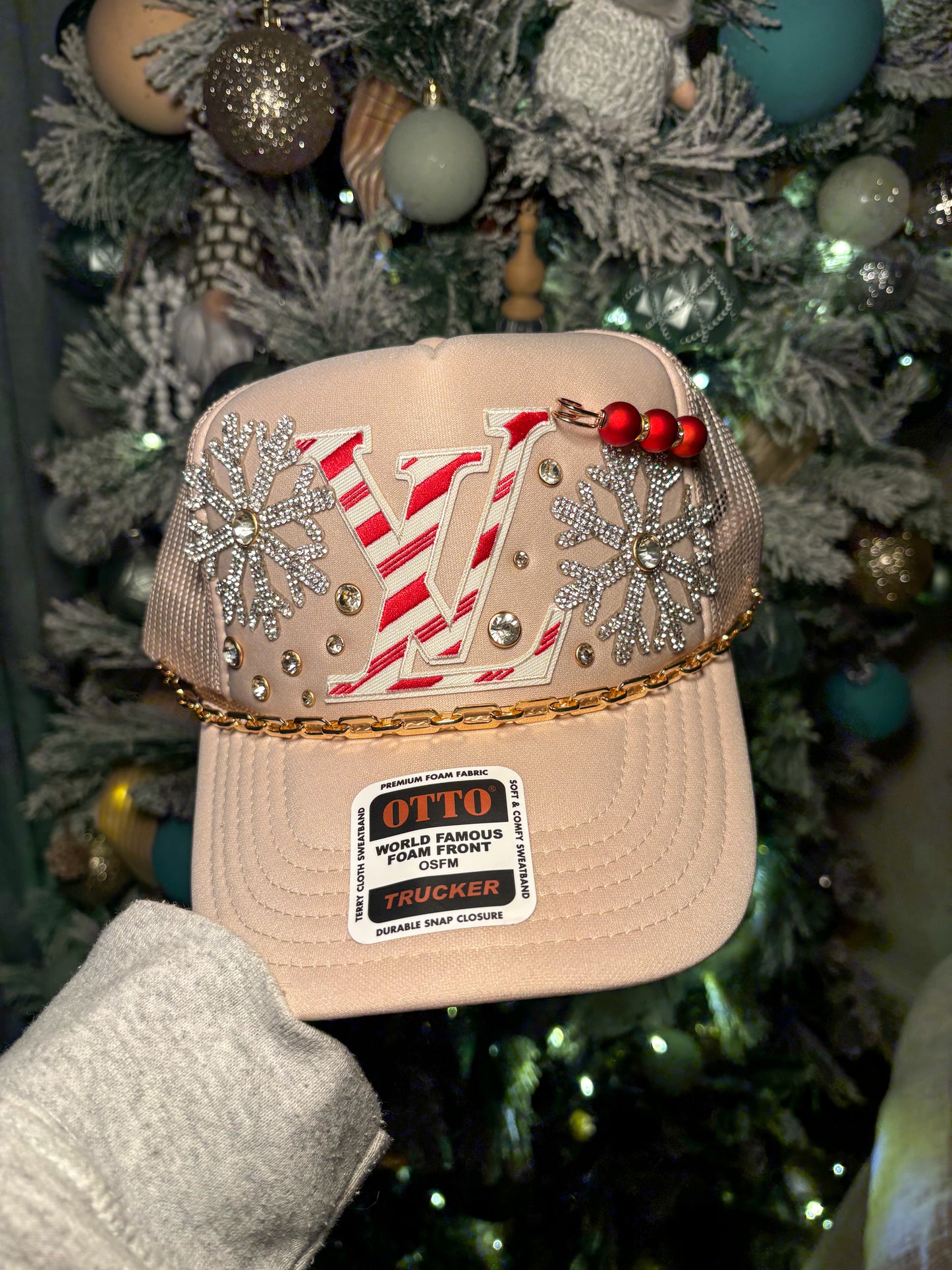 Lv peppermint boujee christmas trucker hat