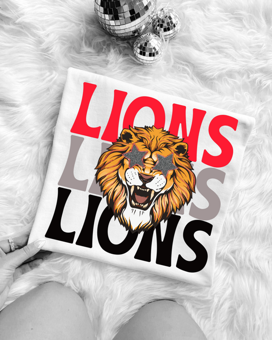 Lions Preppy Mascot Gameday Graphic T-Shirt Design DIGITAL DOWNLOAD FILE PNG