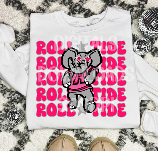 Roll Tide Pink Preppy Mascot Alabama Gameday digital file png design