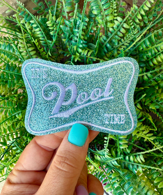 It’s pool time glitter iron on patch