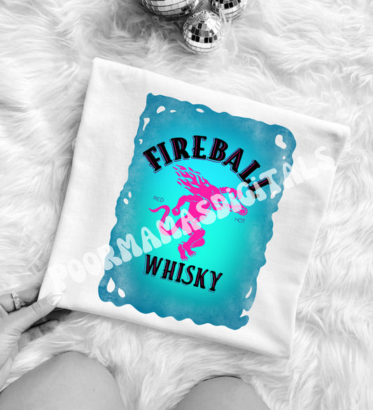 Preppy Retro Fireball Whiskey Graphic T-Shirt Design DIGITAL DOWNLOAD FILE PNG