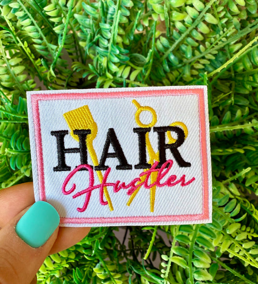 Hair hustler iron on patch