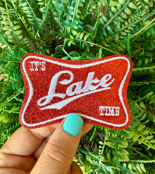 It’s lake time glitter iron on patch