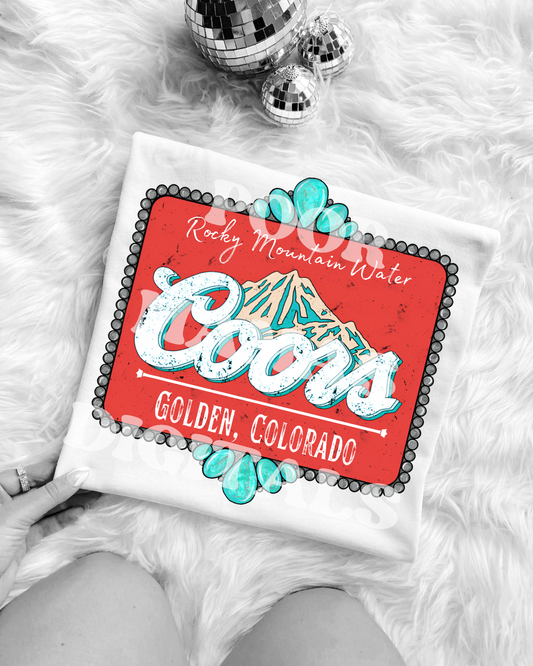 Rocky Mountain Water Western Turquoise Coors Beer DIGITAL FILE PNG