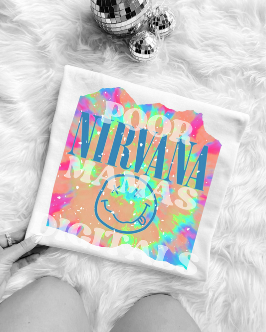 Retro Tie dye Nirvana Graphic T-Shirt Design DIGITAL DOWNLOAD FILE PNG