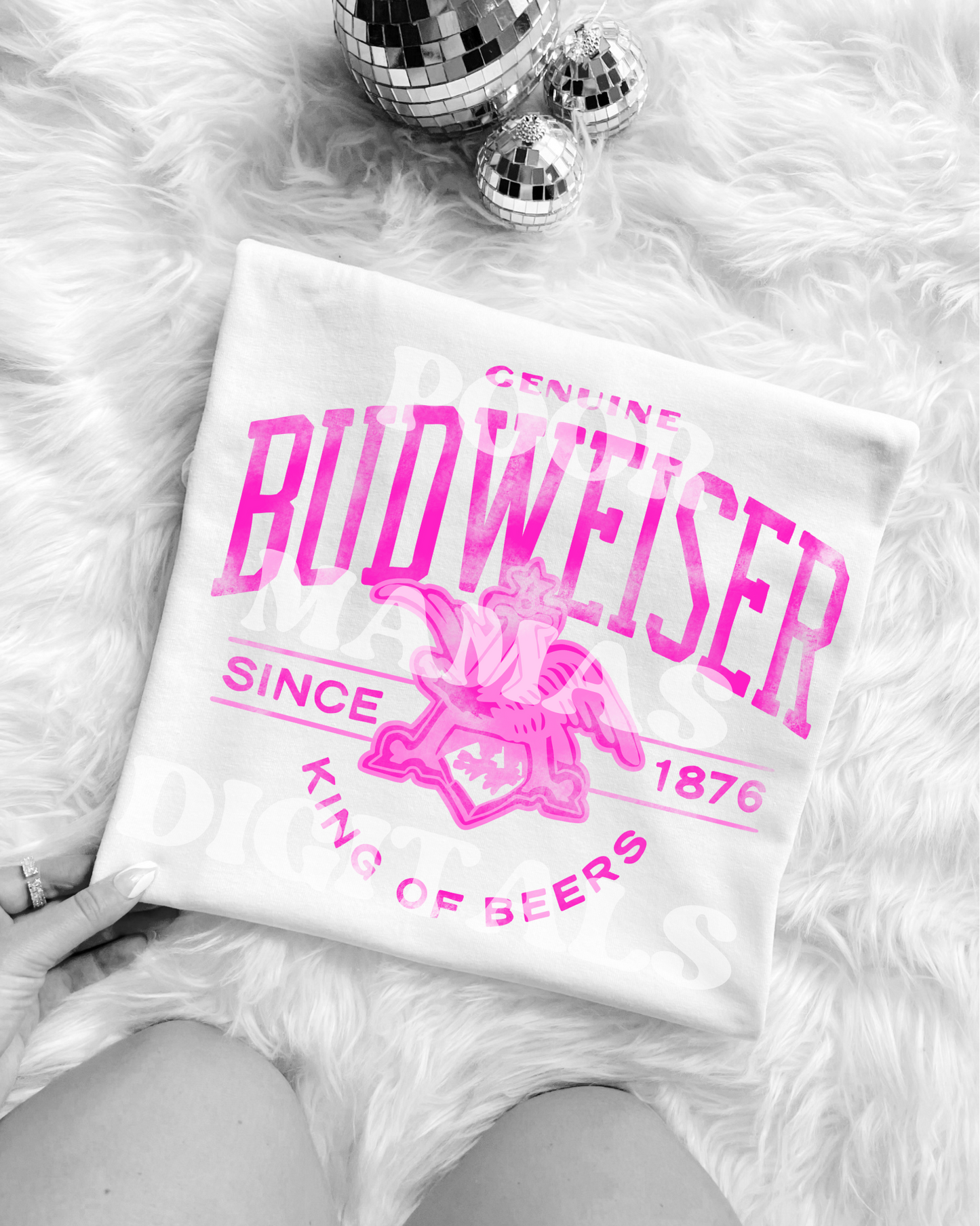 Budwiser Pink Preppy Grunge Distressed Graphic T-Shirt Design DIGITAL DOWNLOAD FILE PNG
