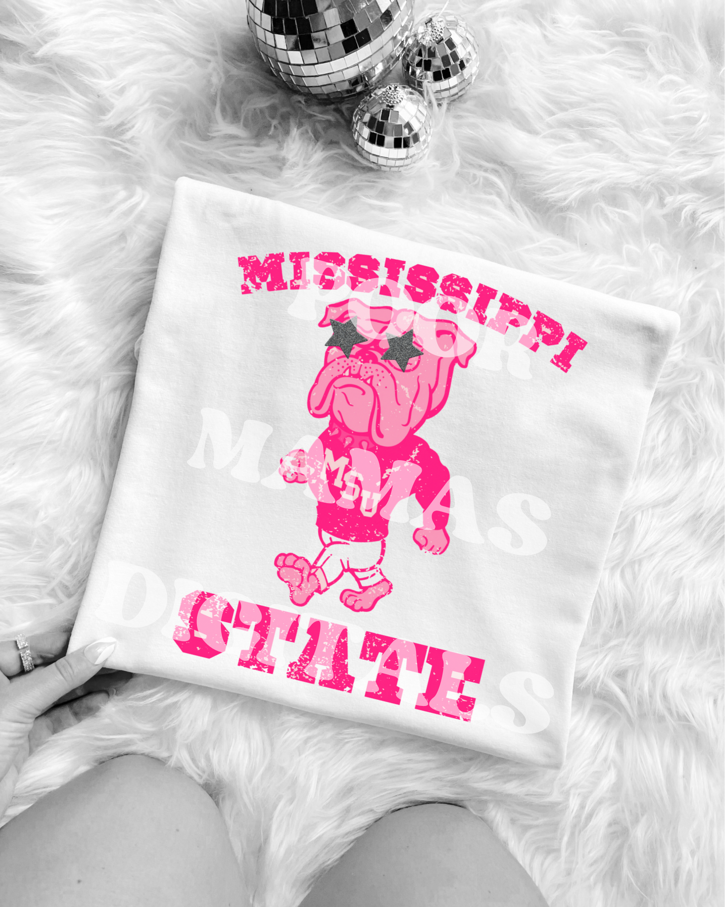 MSU Bulldogs Pink Preppy Mascot Varsity Gameday Graphic T-Shirt Design DIGITAL DOWNLOAD FILE PNG