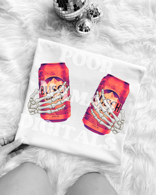 Trendy Skeleton Beer Graphic T-Shirt Design DIGITAL DOWNLOAD FILE PNG