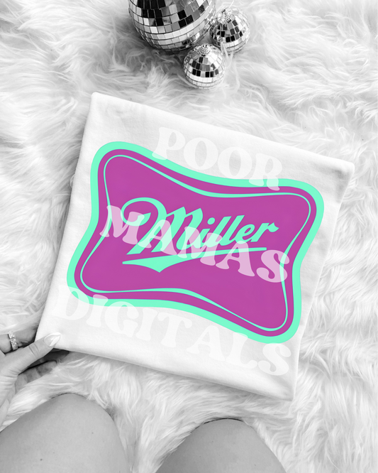 Pink & Teal Preppy Miller beer DIGITAL DOWNLOAD FILE PNG