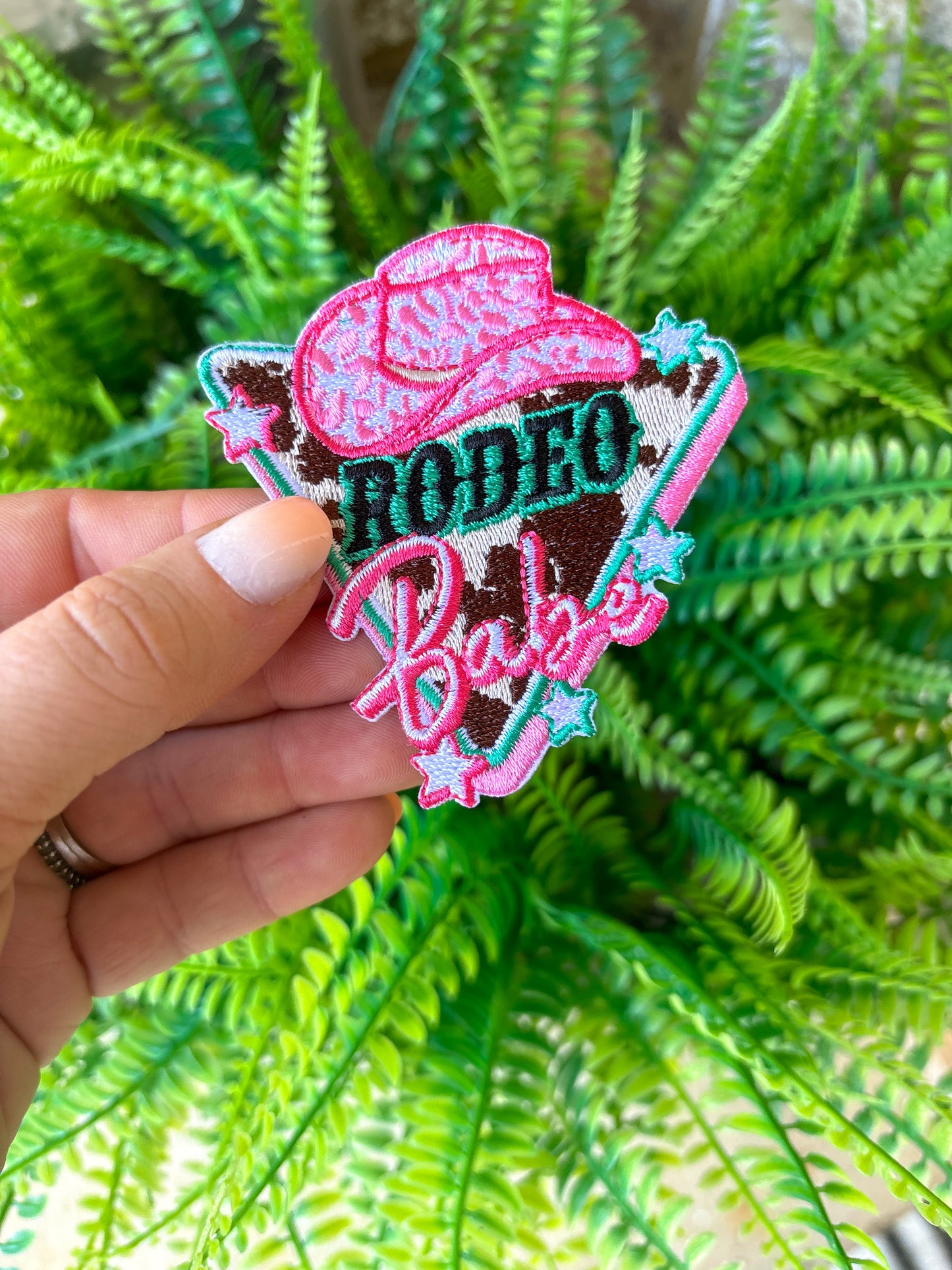 Rodeo babe western embroidered iron on trucker hat patch