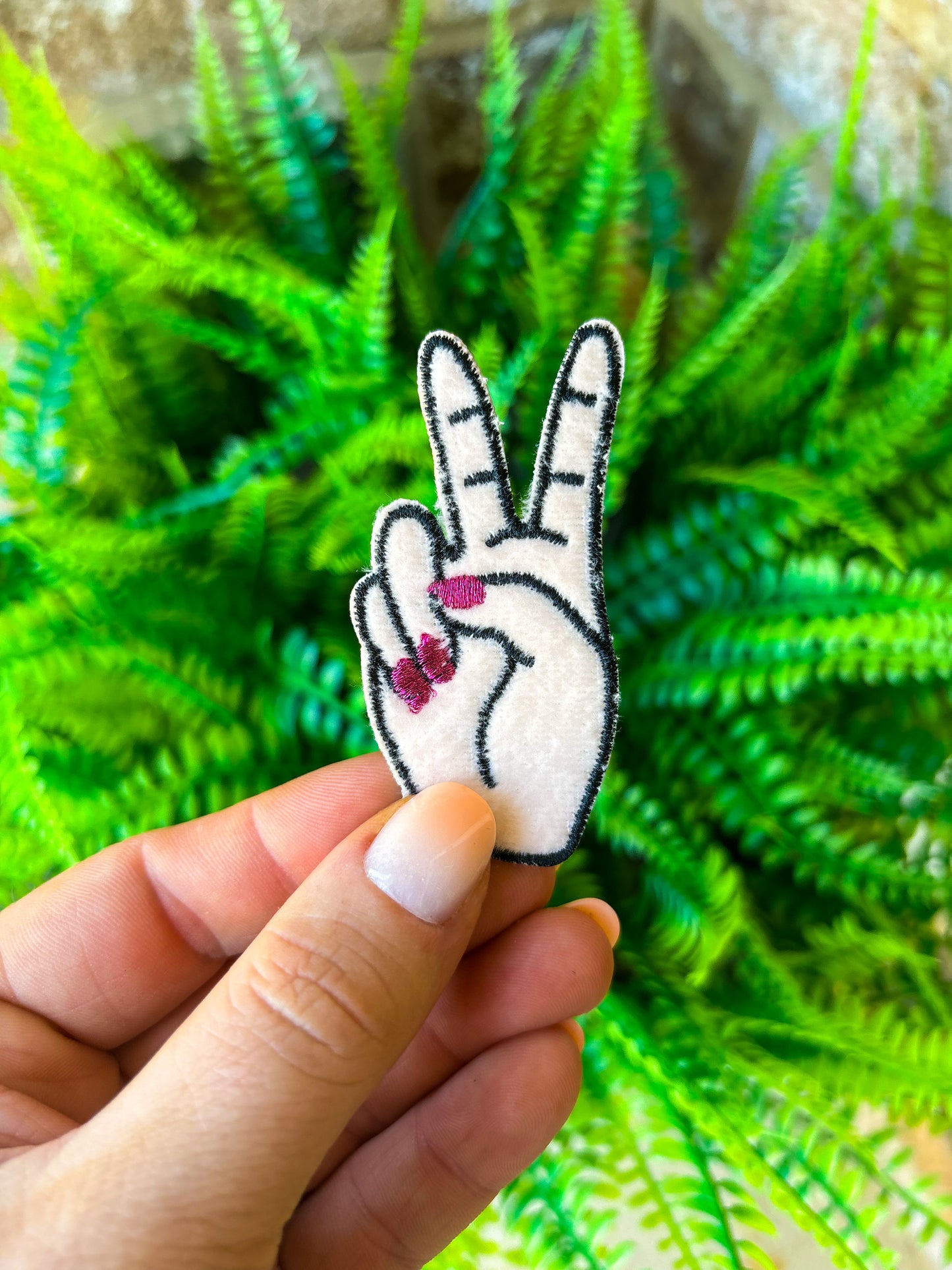 Peace sign embroidered iron on patch