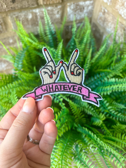 Whatever funny trendy iron on embroidered trucker hat patch