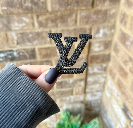Lv black bling iron on patch