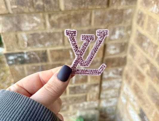 Lv light pink bling iron on patch